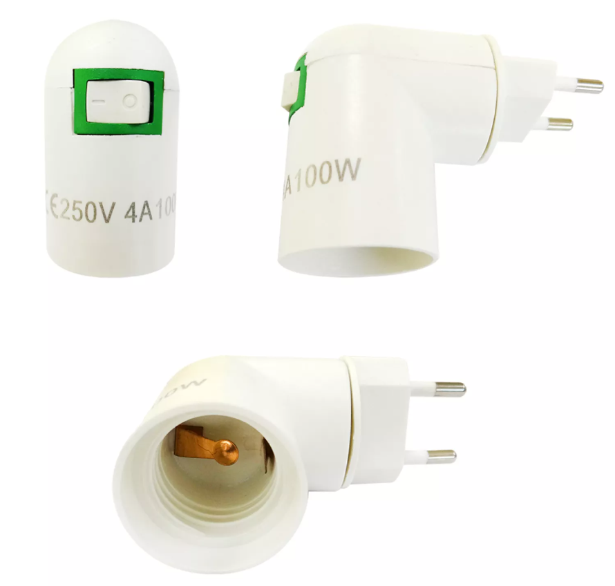 Ficha com interruptor e casquilho E27 Br.