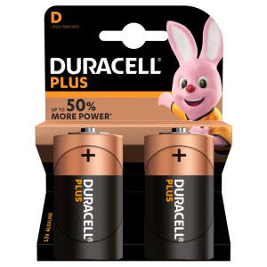 Pilhas Duracell Plus LR20 D Blister 2Pilhas