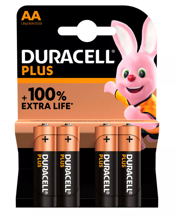 Pilha Duracell Plus LR06 AA Blister 4Uni.