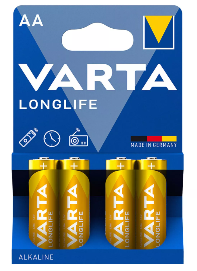 Pilha alcalina Varta AA  lr03  longlife ( blister 4 unid. ) p.f.