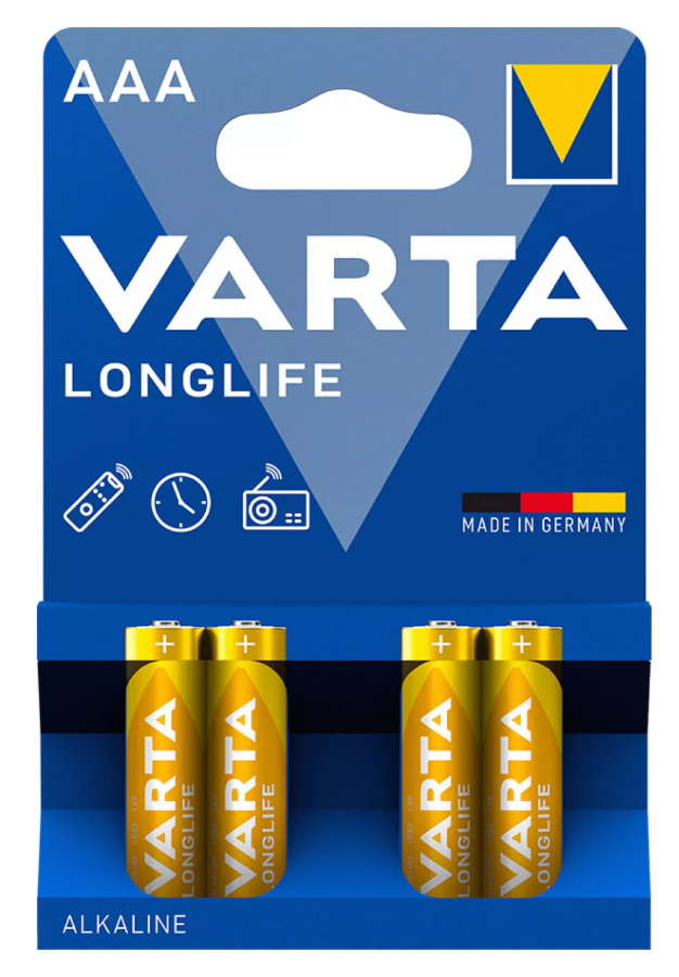Pilha alcalina Varta AAA  lr03  longlife ( blister 4 unid. )
