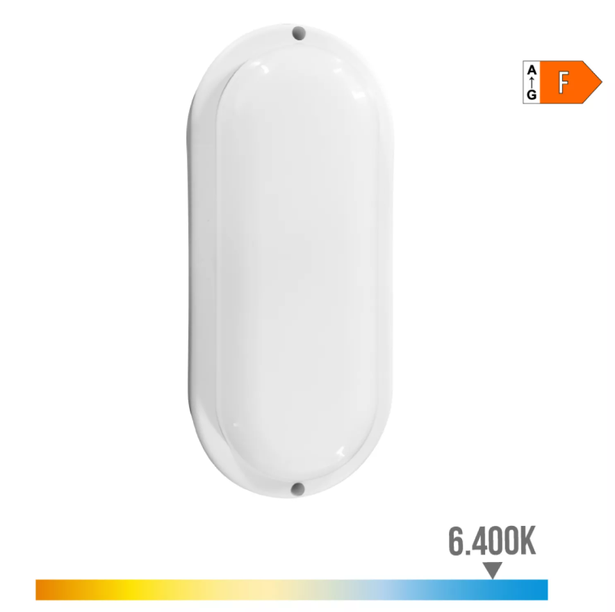 Aplique Oval Led c/ sensor crepuscular mov. 18w 6400K