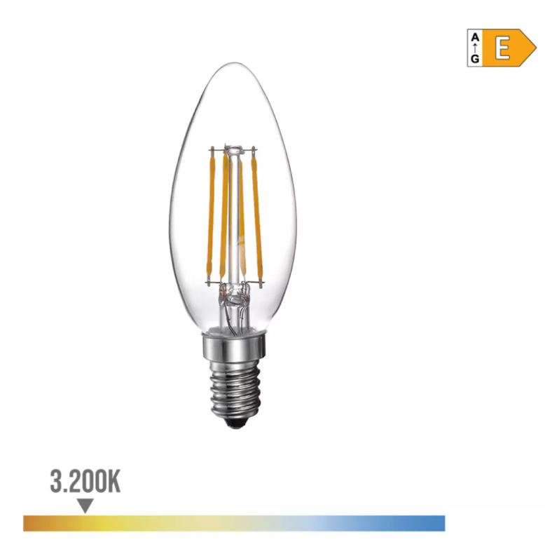 Lampada vela Filamento de Led 4W 400LM E14