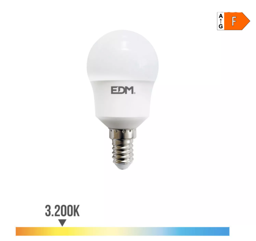 Lâmpada esférica Led E14 8,5W 940 Lm 3200K