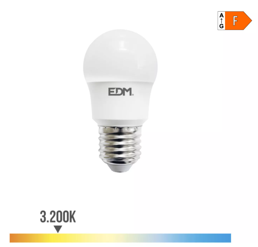 Lâmpada esférica Led E27 8.5W 940 Lm 3200K Luz Quente