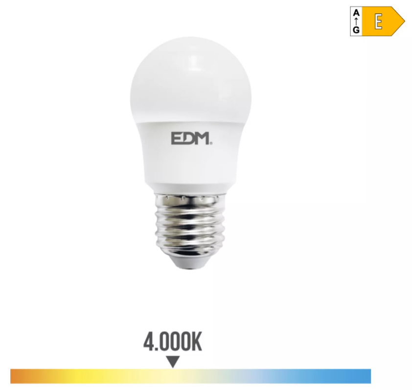 Lâmpada esférica Led E27 8.5W 940 Lm 4000K Luz dia