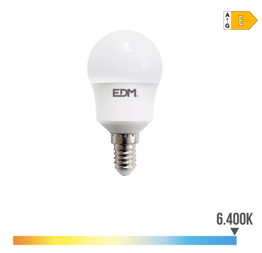 Lâmpada esférica Led E14 8.5W 940 Lm 6400K Luz Fria