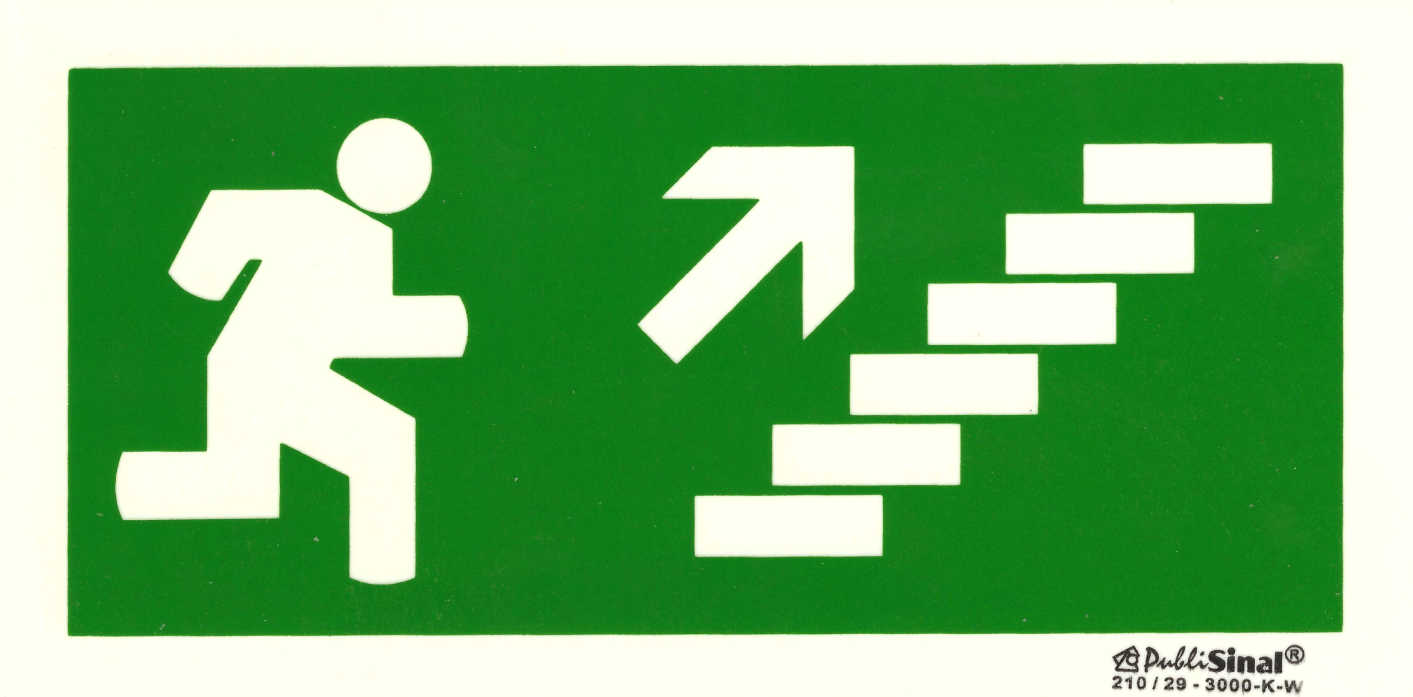 PLACA FTL SAIDA PARA CIMA ESCADARIA DIREITA