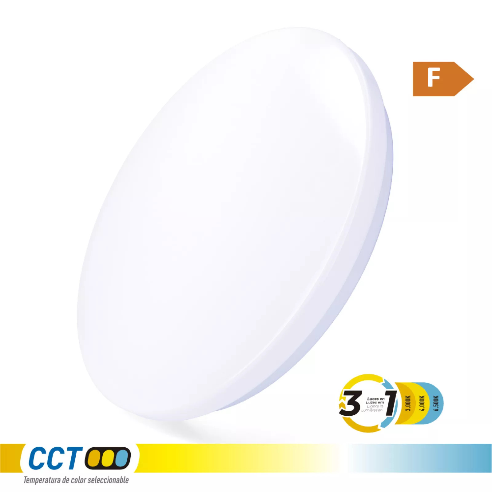 APLIQUE LED DE SUPERFÍCIE CIRCULAR 24 W 3CCT 2490 lm