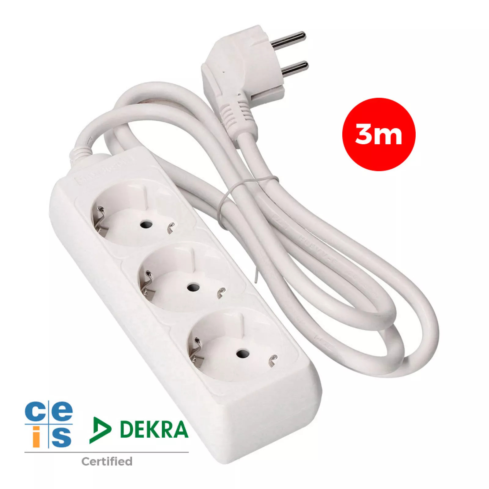 BLOCO 3 TOMADAS SCHUKO 3m 3x1,5mm