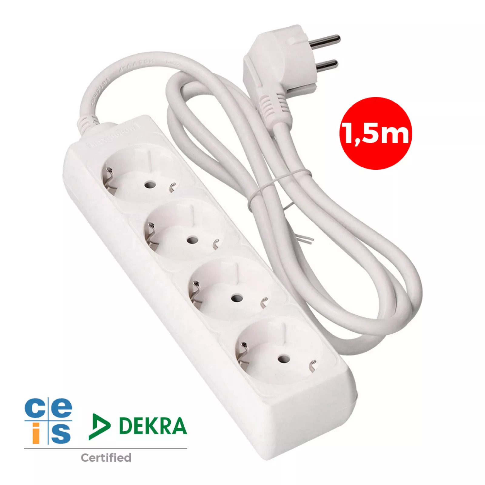 BLOCO 4 TOMADAS SCHUKO 1.5m 3x1,5mm