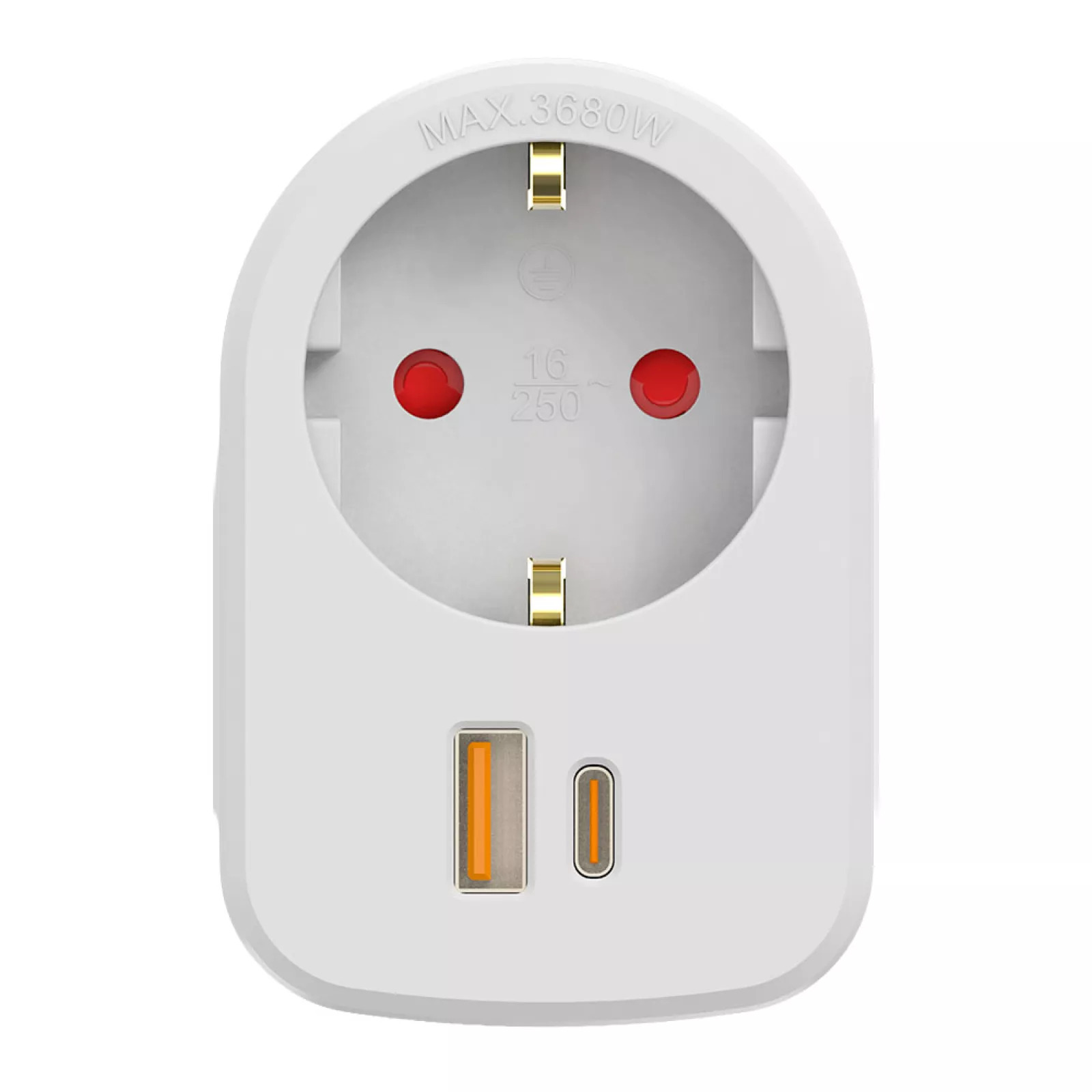 ADAPTADOR COMBI SIMON 30 W USB A + C + 1 TOMADA SCHUKO, 16 A 250 V~, BRANCO