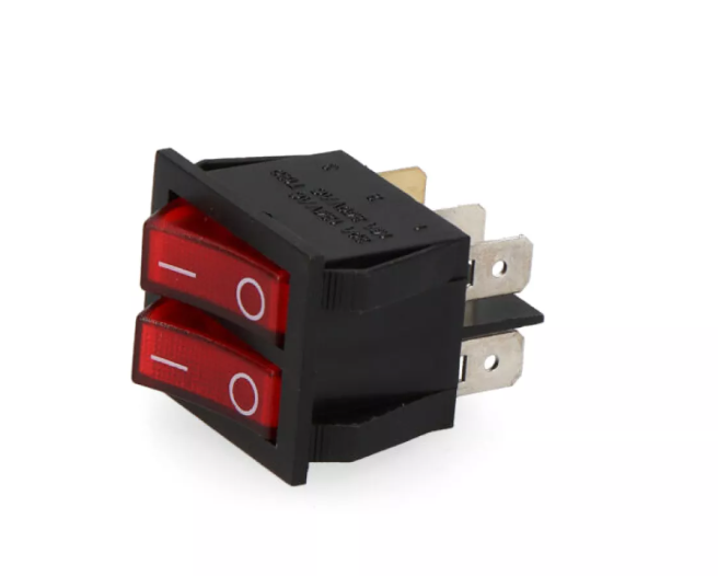 INTERRUPTOR DUPLO LUMINOSO DE EMBUTIR ON/OFF 15A 6 TERMINAIS