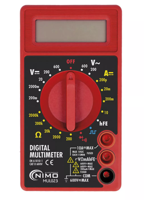Multímetro Digital 3 1/2 Dígitos CAT II 600V