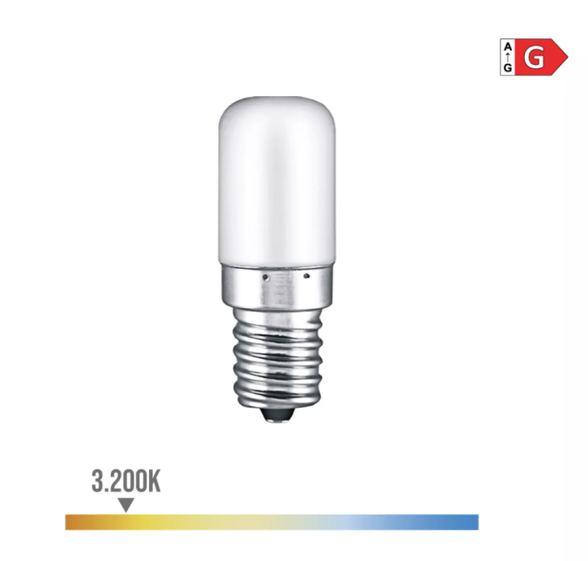 LÂMPADA TUBULAR LED E14 1,8W 130lm 3200K LUZ Ø1,8x4,8cm