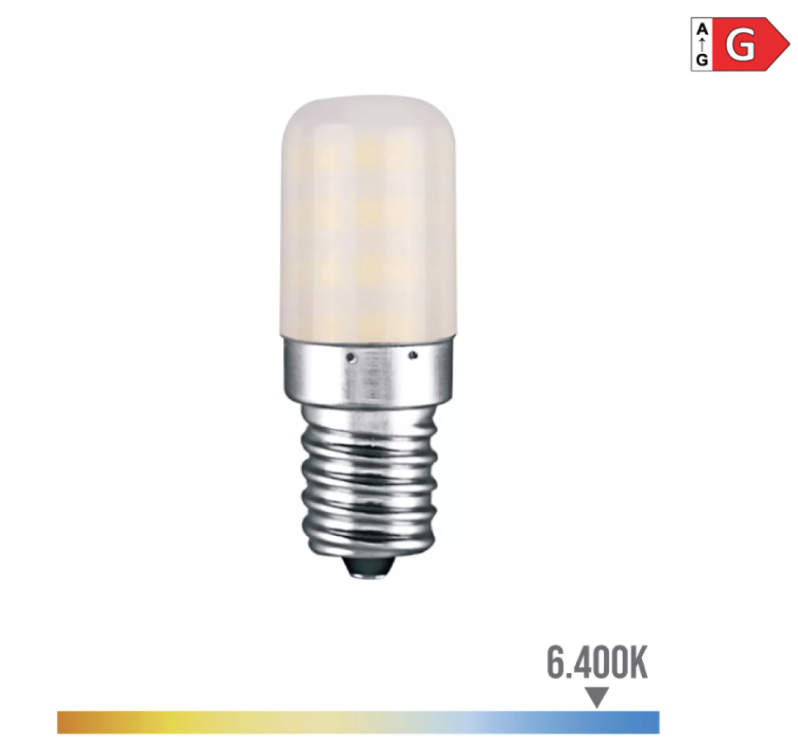 LÂMPADA TUBULAR LED E14 3W 250lm 6400K Ø1,8x5,2cm
