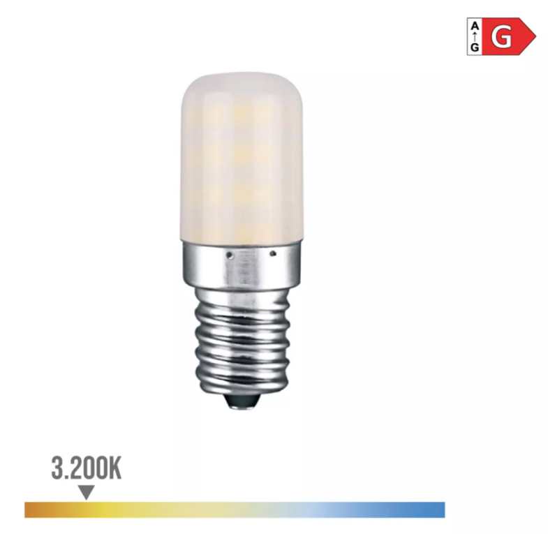 LÂMPADA TUBULAR LED E14 3W 250lm 3200K Ø1,8x5,2cm