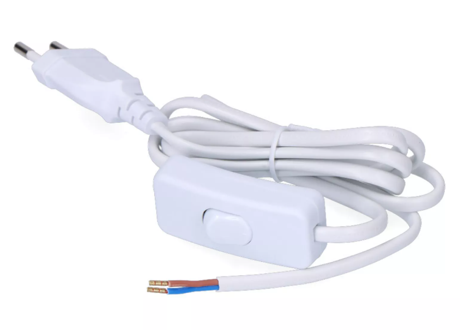 CABO PLANO COM INTERRUPTOR 3A 1,5m 2x0,75mm BRANCO