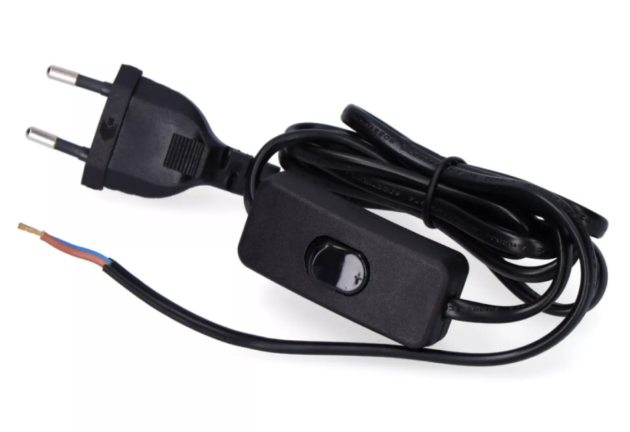 CABO PLANO COM INTERRUPTOR 3A 1,5m 2x0,75mm PRETO