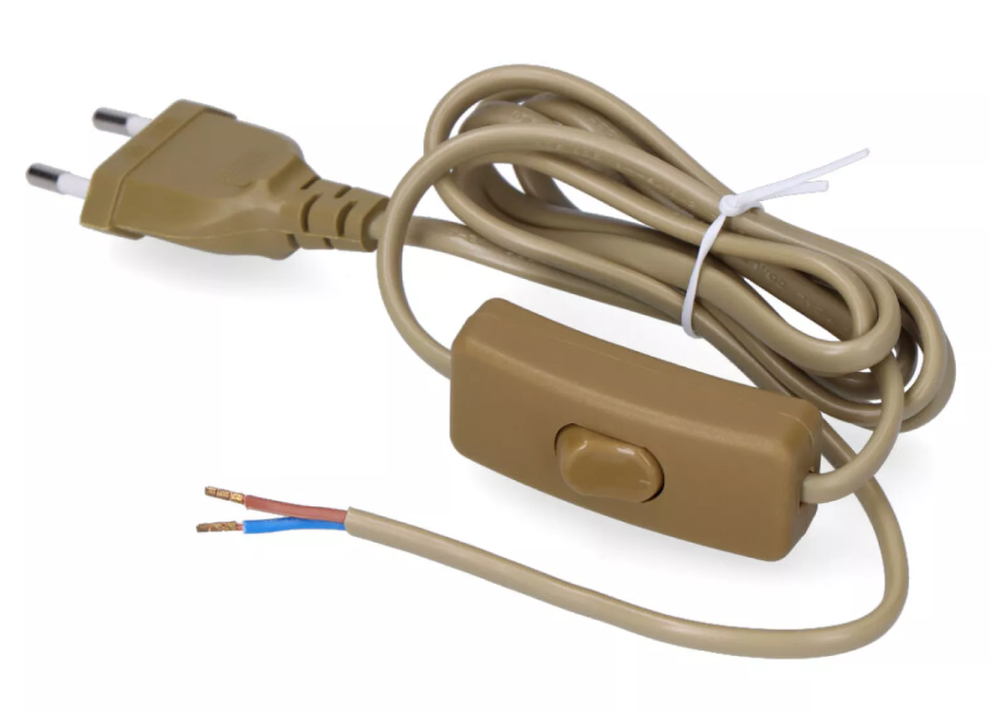 CABO PLANO COM INTERRUPTOR 3A 1,5m 2x0,75mm DOURADO