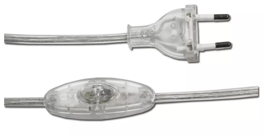 CABO PLANO COM INTERRUPTOR 3A 1,5m 2x0,75mm TRANSPARENTE