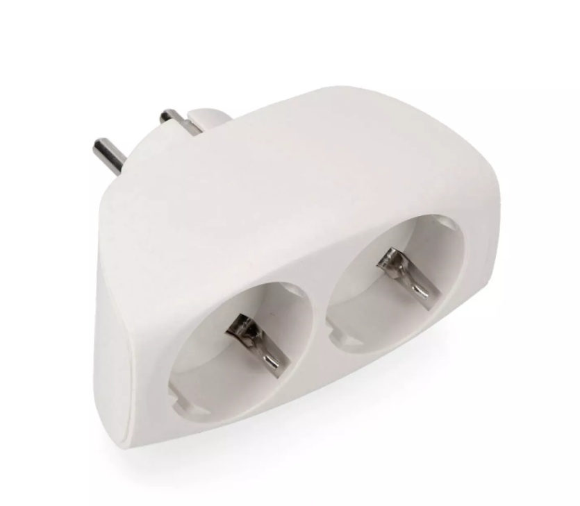 ADAPTADOR DUPLO 2P+T, 16A 250V~ ENTRADA FRONTAL, BRANCO