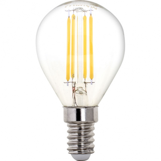 Lâmpada E14 Esférica LED 6.5W 2700K 806lm transparente