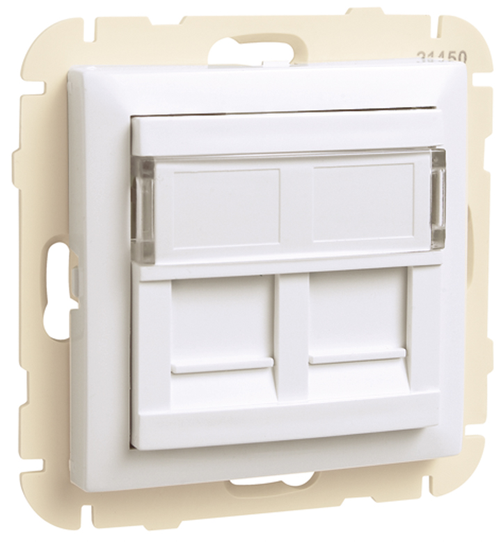 ARO C/MÓDULO DUPLO P/CONETORES RJ45 BRANCO