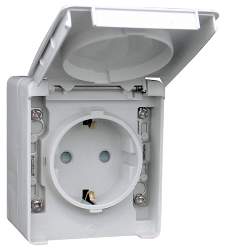 TOMADA SCHUKO C/OBTURADOR CINZENTA