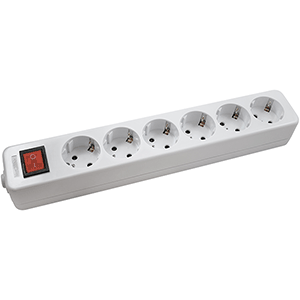 Base de 6 tomadas com interrutor 16A
